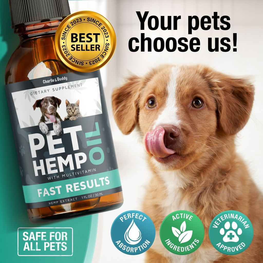 Hemp Oil Drops for Dogs & Cats – Anxiety, Joint & Calm Support