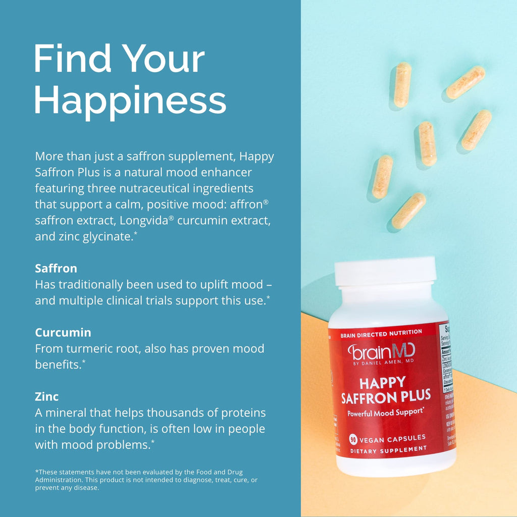 Saffron Supplement with Curcumin & Zinc – Mood Support, 90 Caps
