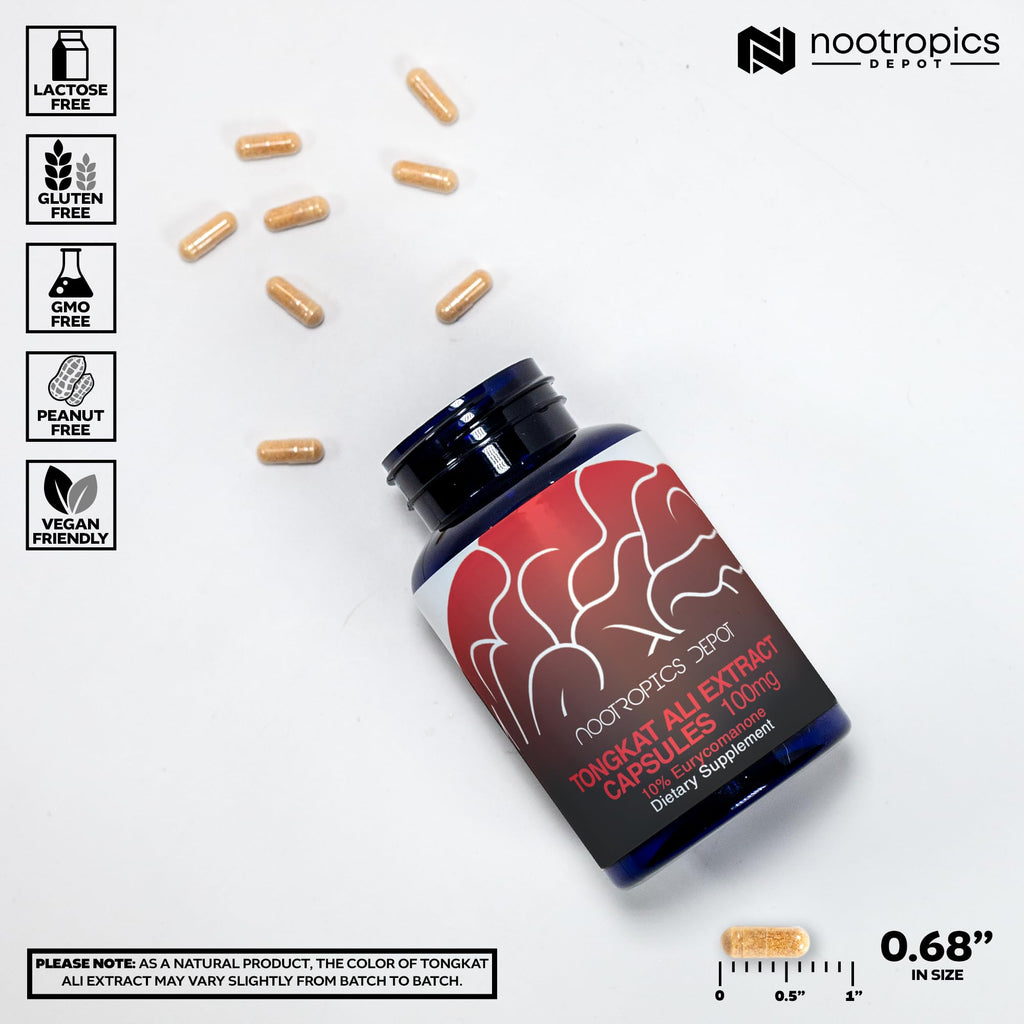 Tongkat Ali 100mg Extract Capsules for Testosterone, Energy & Performance 60 Ct