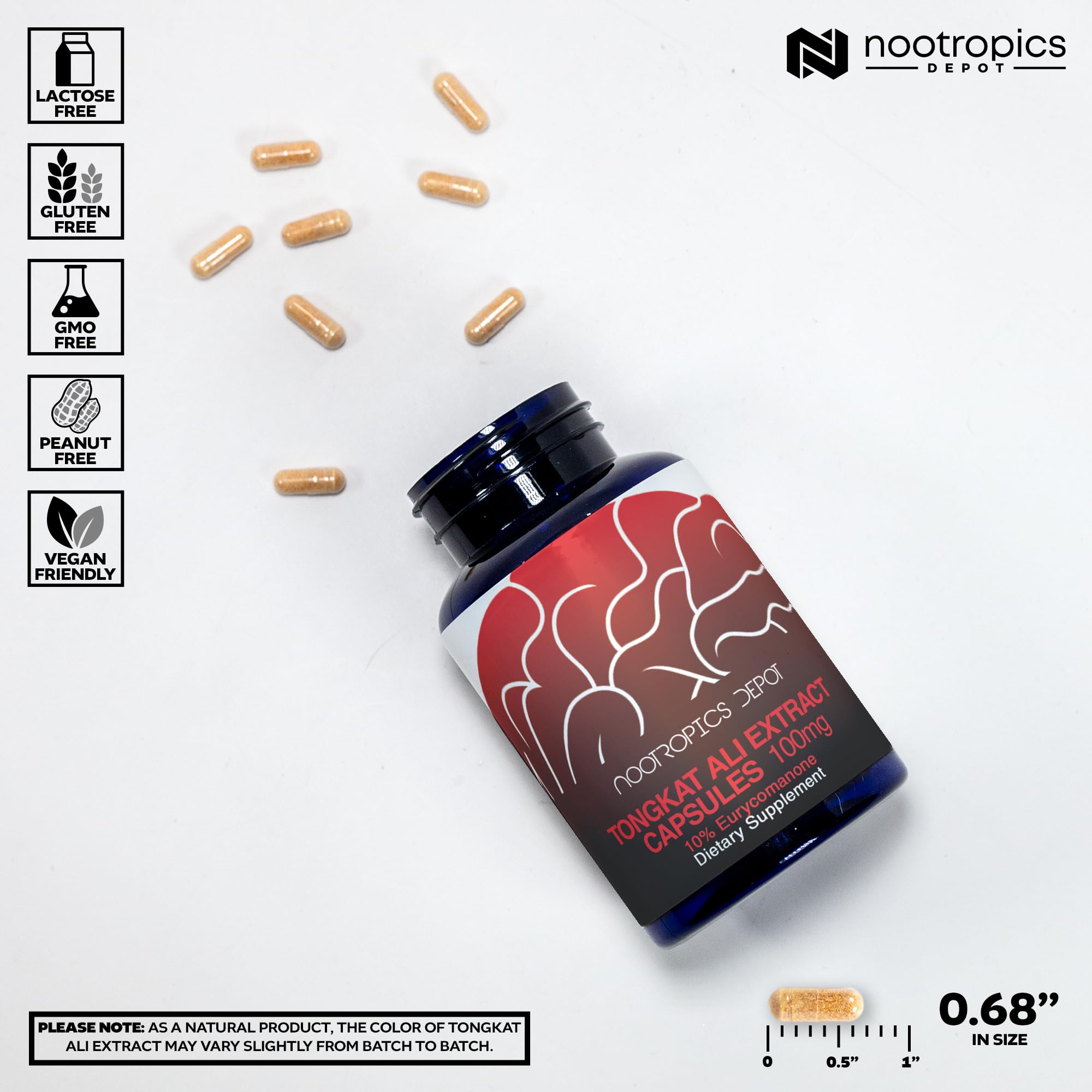 Tongkat Ali 100mg Extract Capsules for Testosterone, Energy & Performance 60 Ct