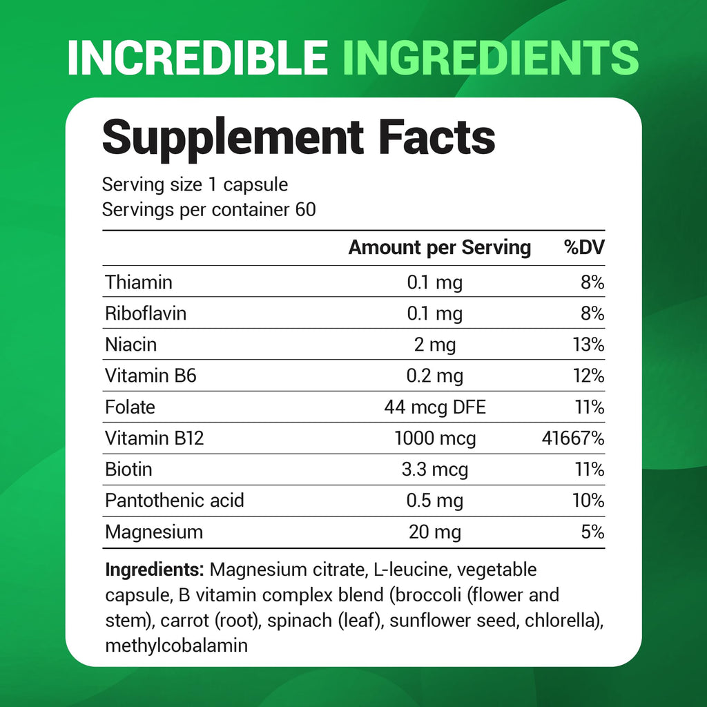 Vitamin B12 1000 mcg with B Complex – Energy & Nerve Support, 60 Ct