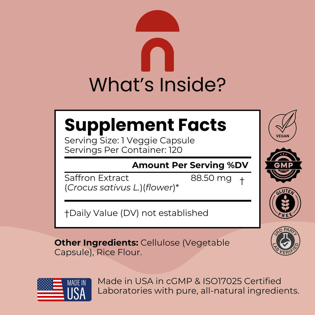 Saffron Extract 88.5mg – Mood, Stress & Sleep Support, 120 Caps