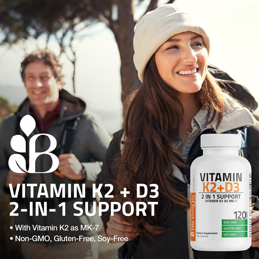 Vitamin D3 5000 IU with K2 MK-7 – Bone & Immune Support, 60 Caps