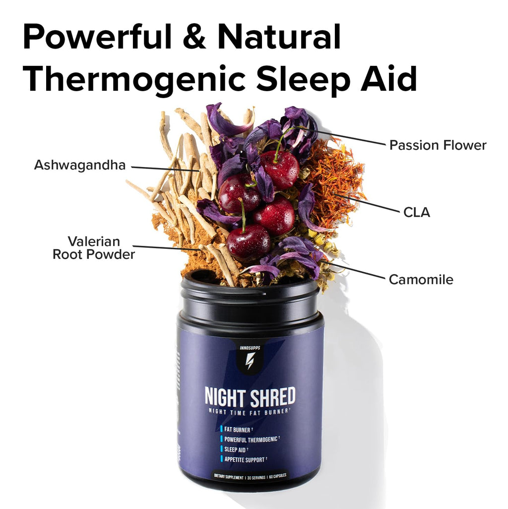 Night Fat Burner & Sleep Support with 5-HTP, Melatonin 60 Caps