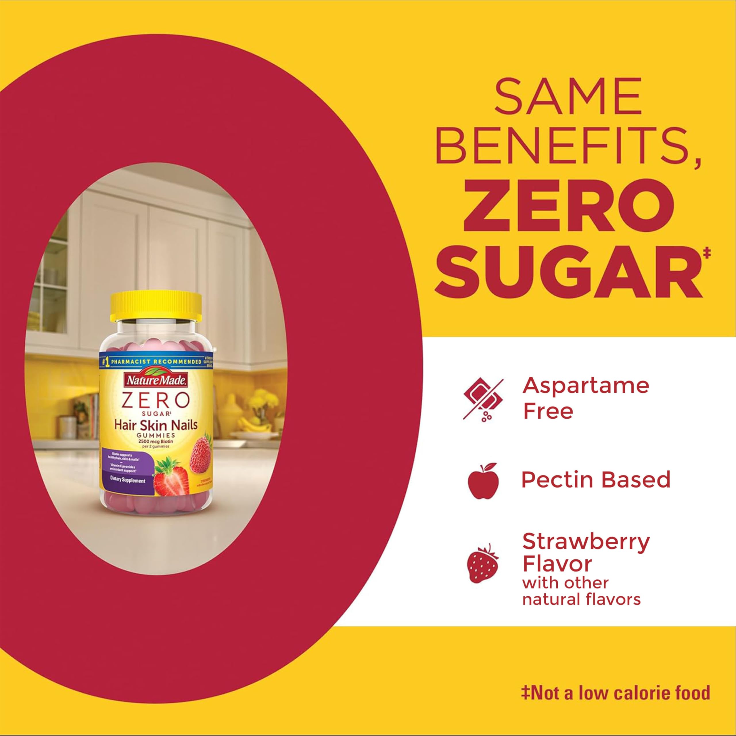 Hair Skin Nails Gummies Biotin 2500mcg Sugar Free 120 Count