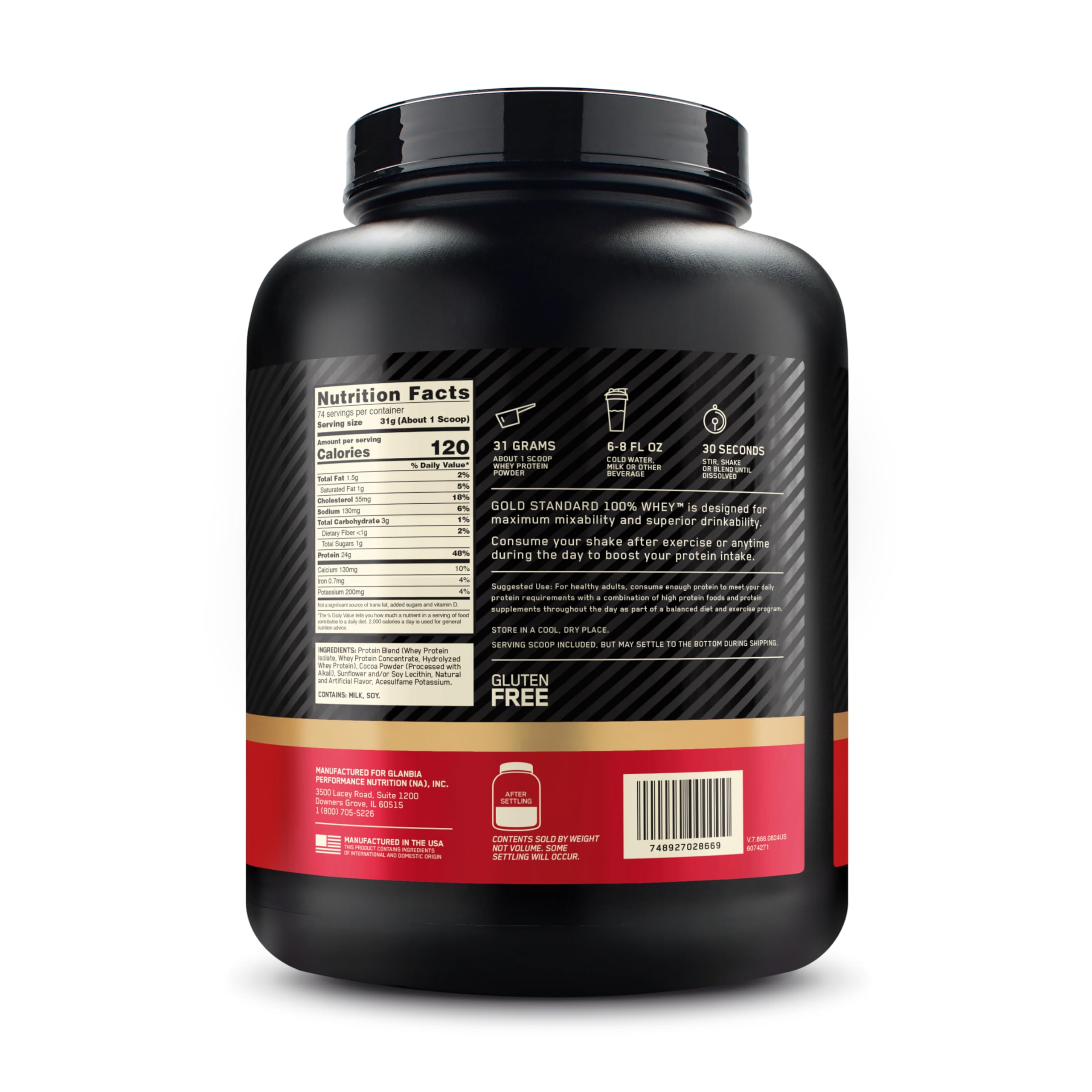 100% Whey Protein Powder | Double Rich Chocolate | 5 lbs | Gold Standard