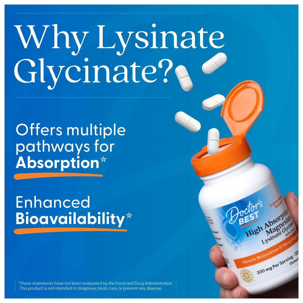 Magnesium Glycinate Lysinate 200mg – Sleep & Calm Support, 240 Tabs