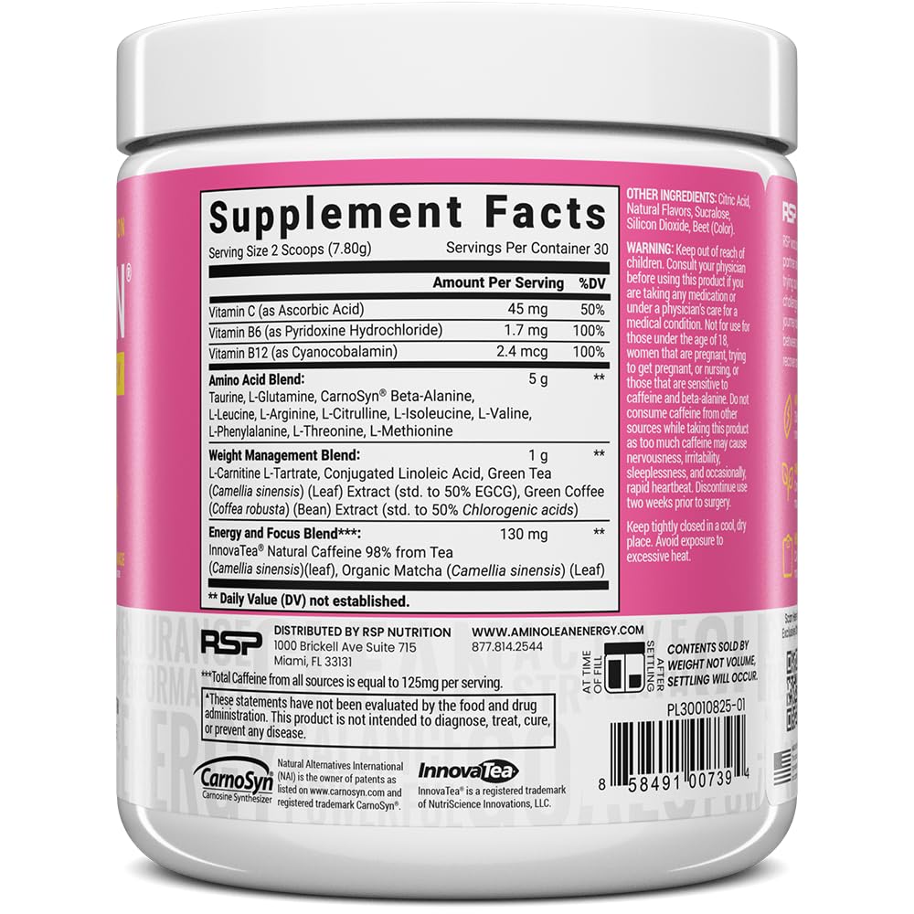 Amino Pre Workout Powder with BCAA & Caffeine – Energy, 30 Servings