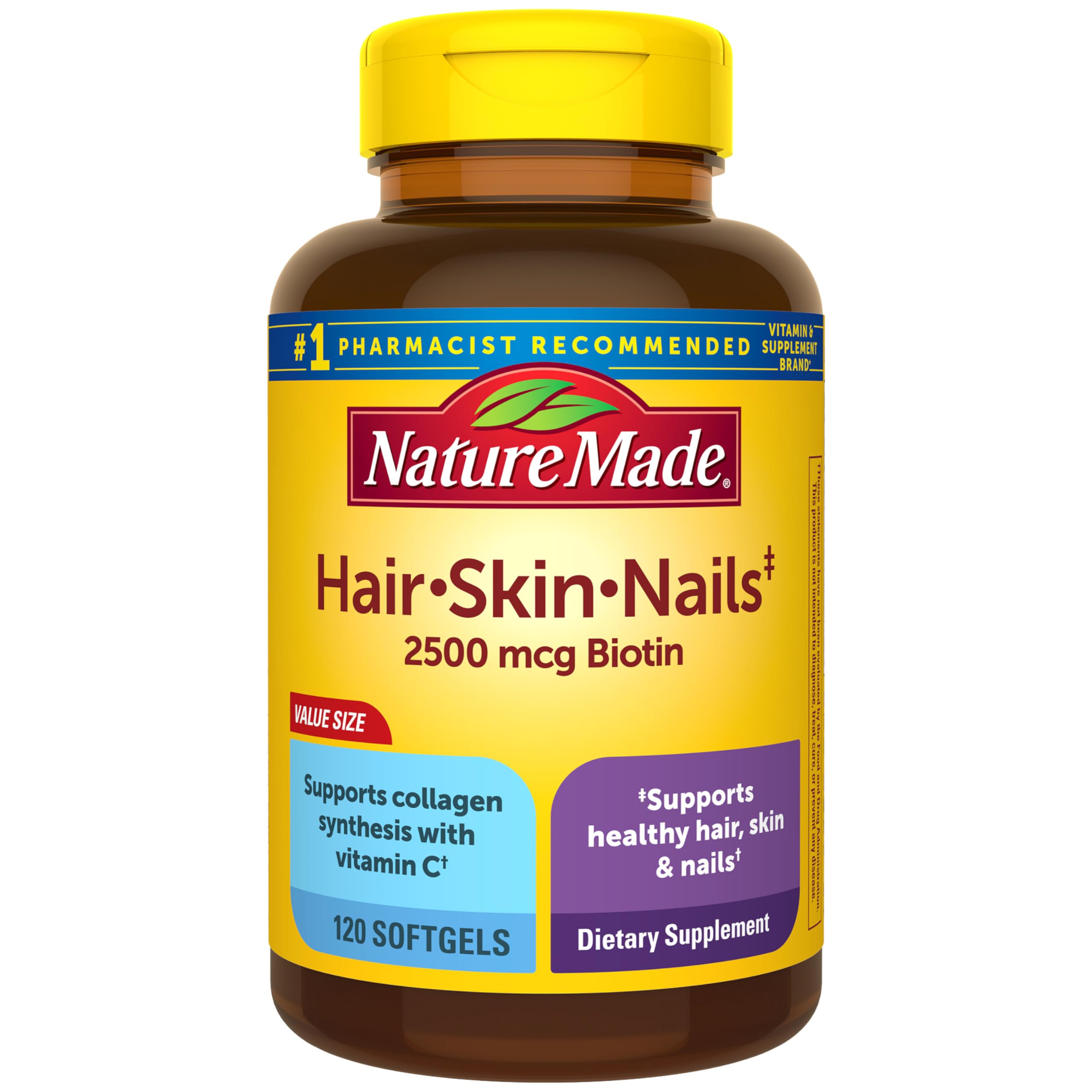 Hair Skin Nails Vitamins Biotin 2500mcg 120 Softgels