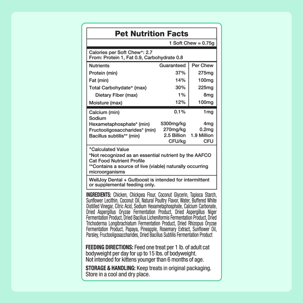 Dental & Gut Support Soft Chews for Cats – Tartar & Breath 120ct