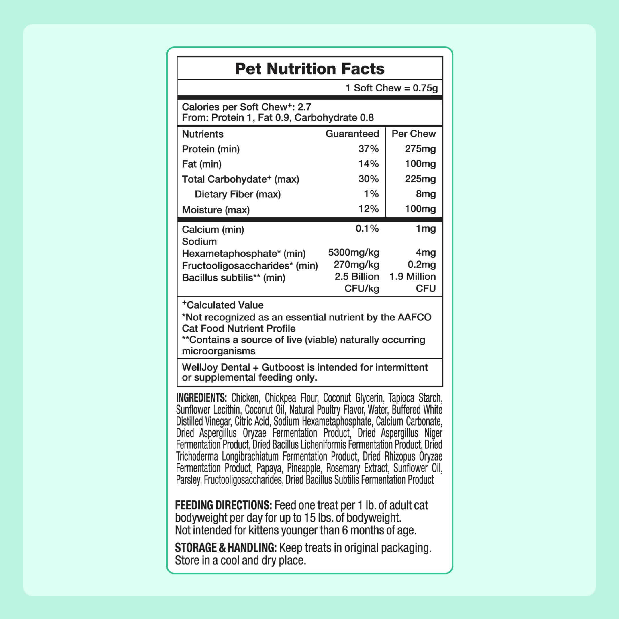 Dental & Gut Support Soft Chews for Cats – Tartar & Breath 120ct