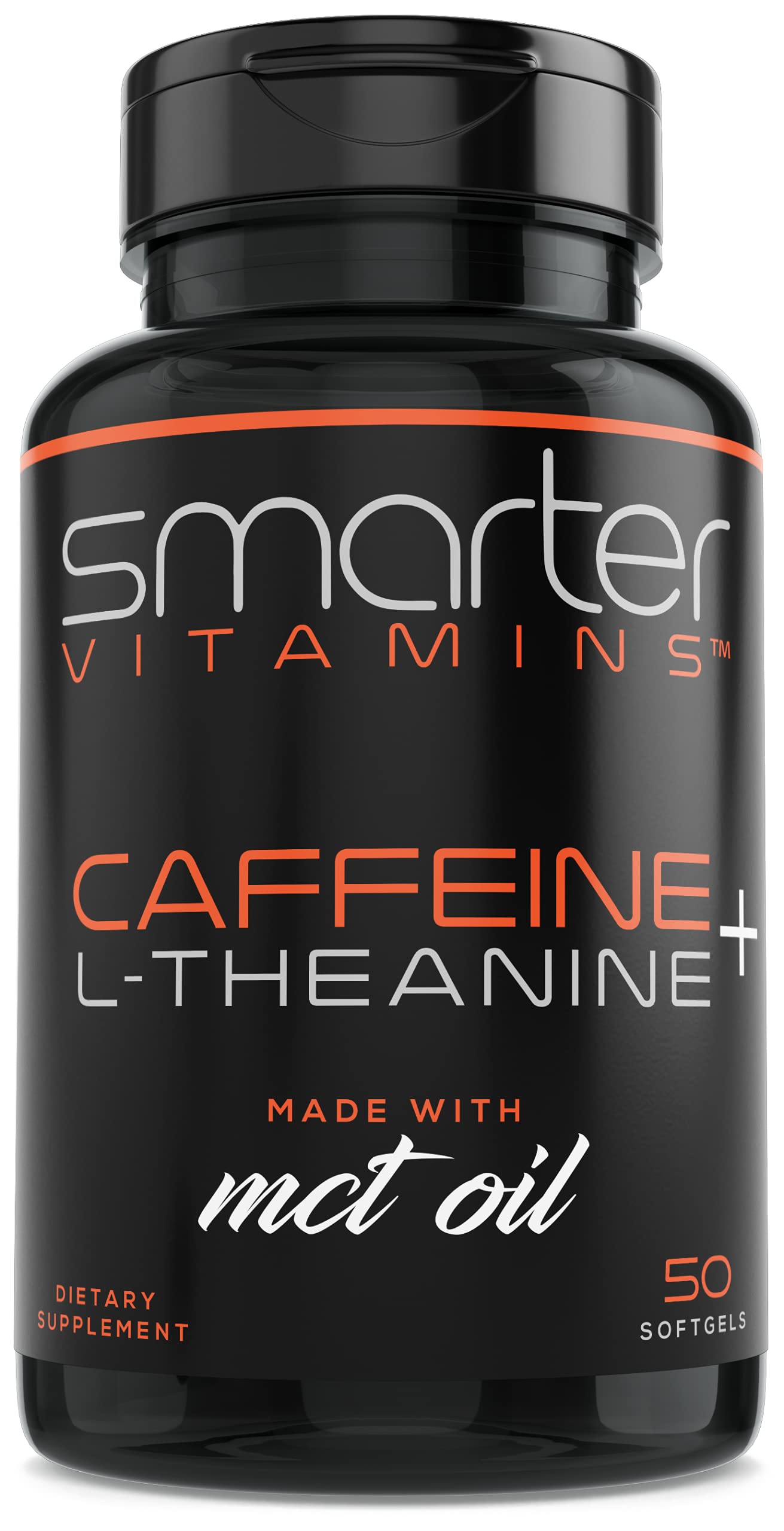 Caffeine 200mg with L-Theanine Capsules for Energy, Focus & Alertness 50 Ct