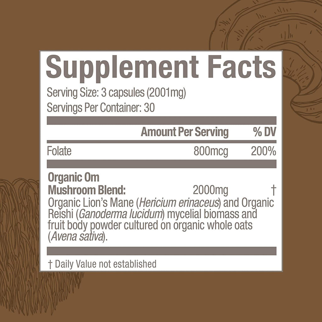 Mushroom Capsules with Lion’s Mane – Brain & Focus Support, 90 Ct