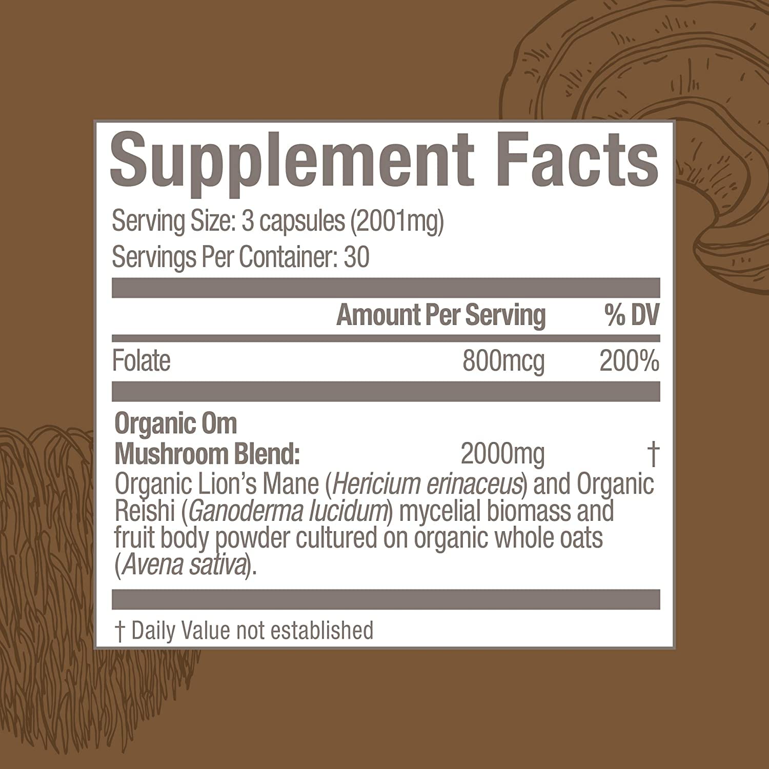 Mushroom Capsules with Lion’s Mane – Brain & Focus Support, 90 Ct
