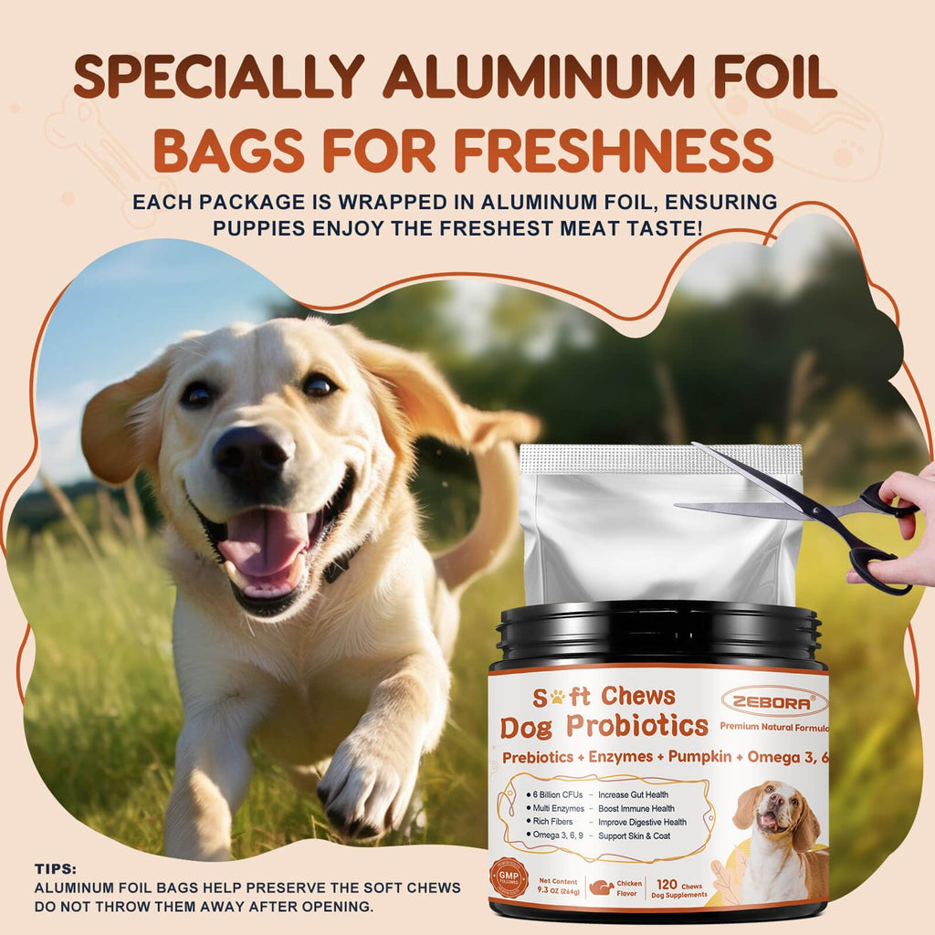 Probiotic Soft Chews for Dogs – Pumpkin & Fish Oil 120ct
