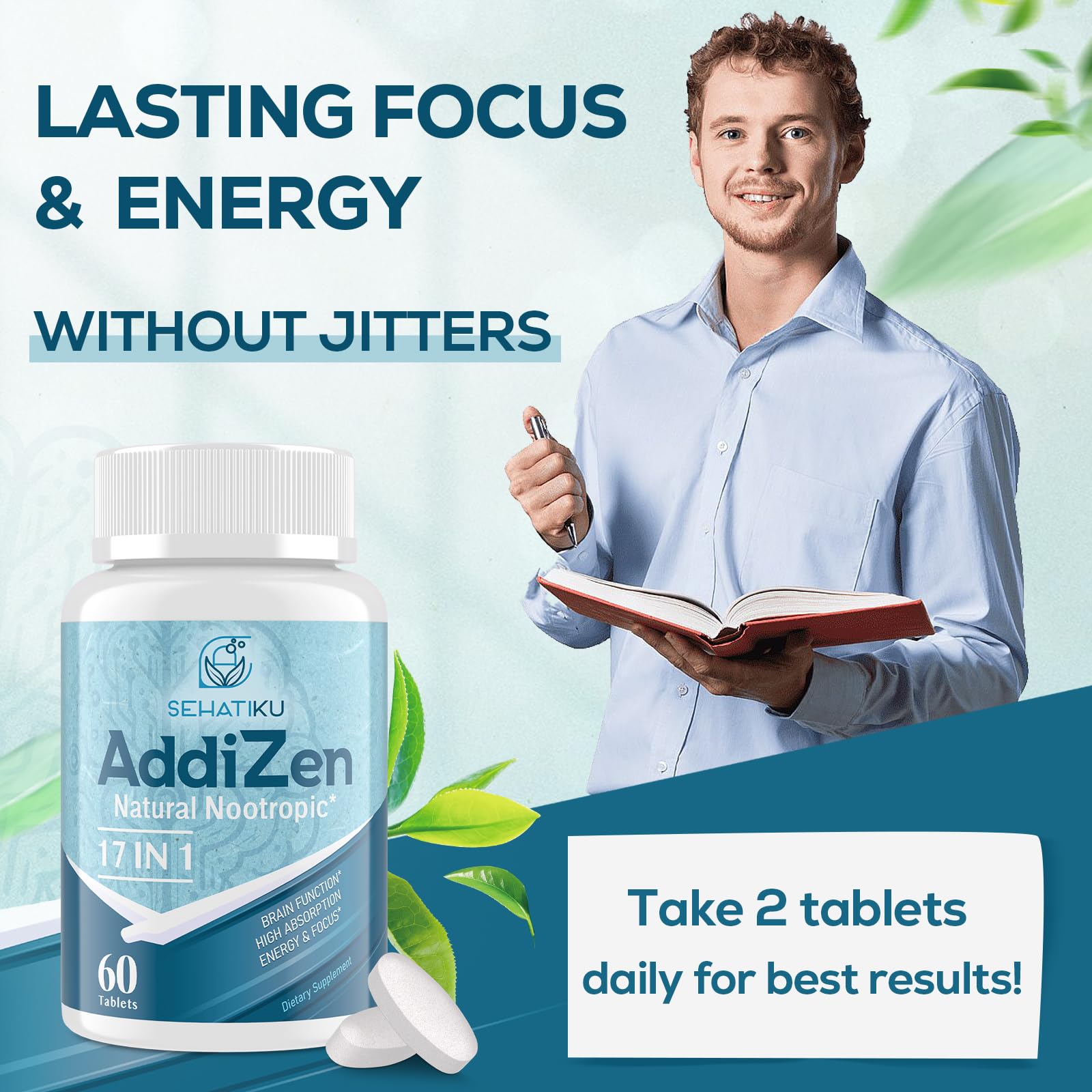 Brain Supplement for Memory, Focus & Cognitive Energy Support Tablets