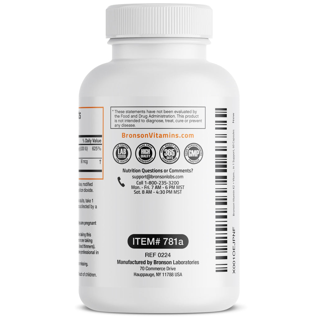 Vitamin D3 5000 IU with K2 MK-7 – Bone & Immune Support, 60 Caps