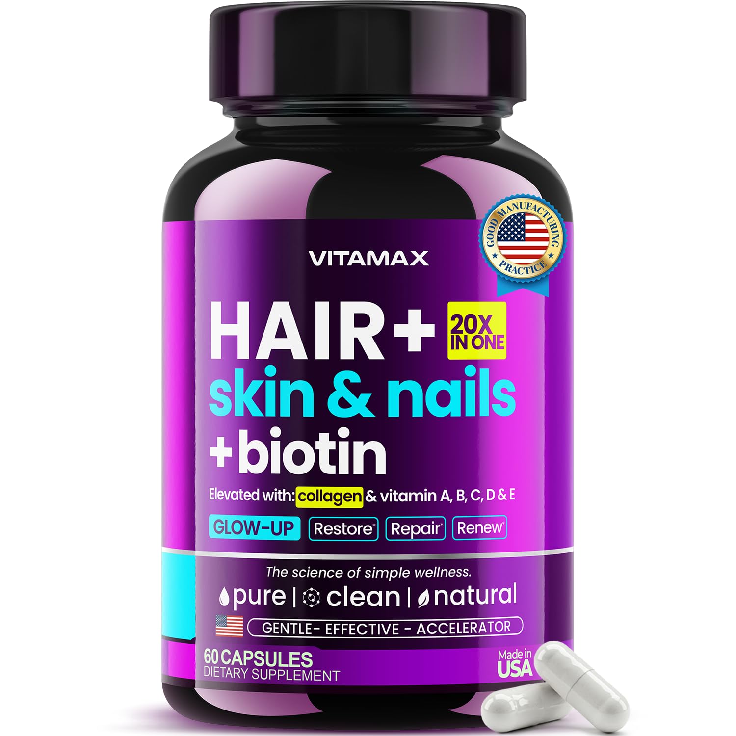 Biotin Collagen Keratin Hair Growth Support 60 Count