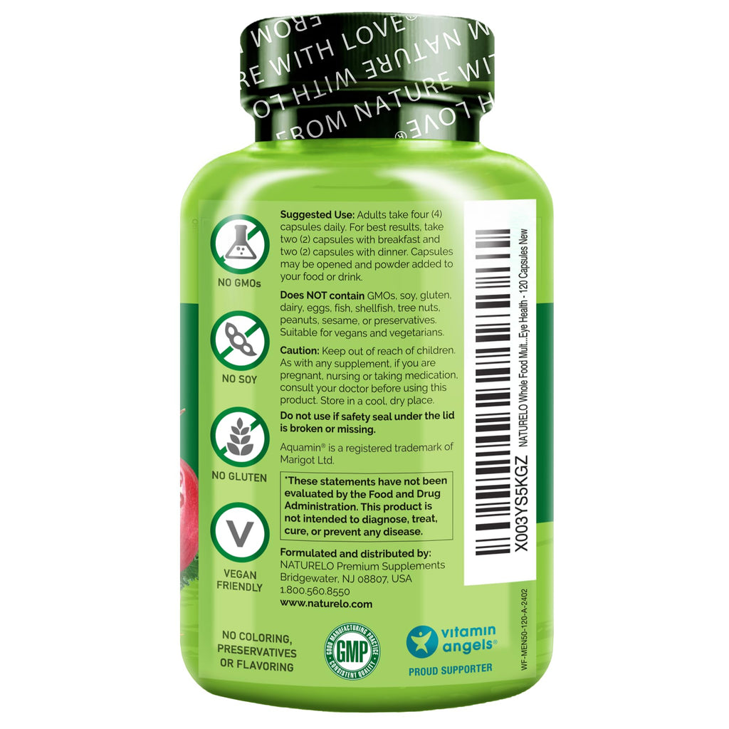 Men's 50+ Whole Food Multivitamin – Organic Herbs, Vegan, Energy & Heart Health, 120 Capsules