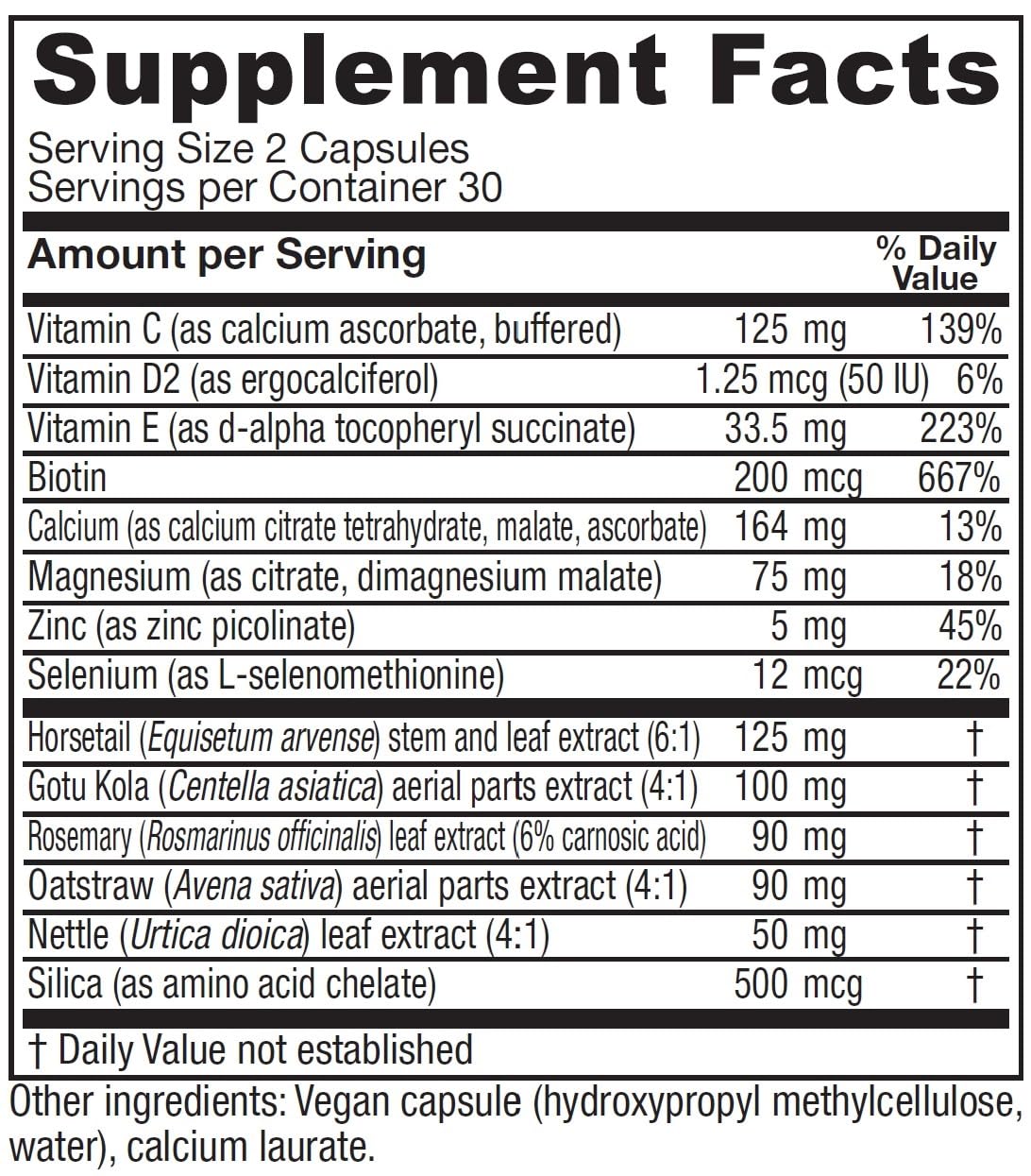 Hair Skin Nails Support Vegan Vitamins 60 Capsule