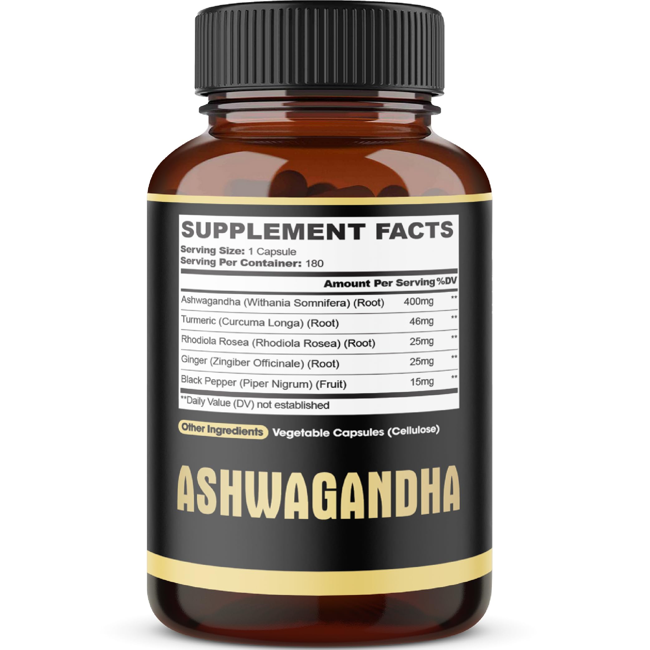 Ashwagandha Complex Capsules with Turmeric – Stress & Energy, 180 Ct