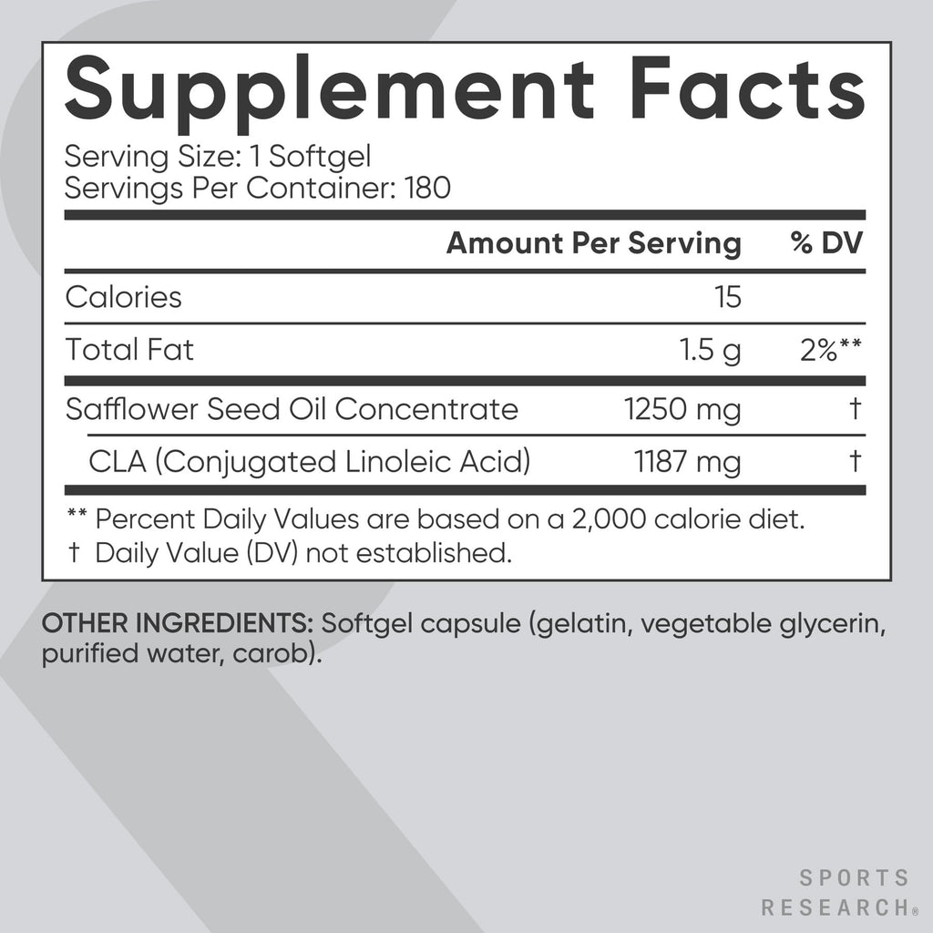 CLA 1250mg Softgels for Fat Metabolism & Lean Body Support 180 Ct