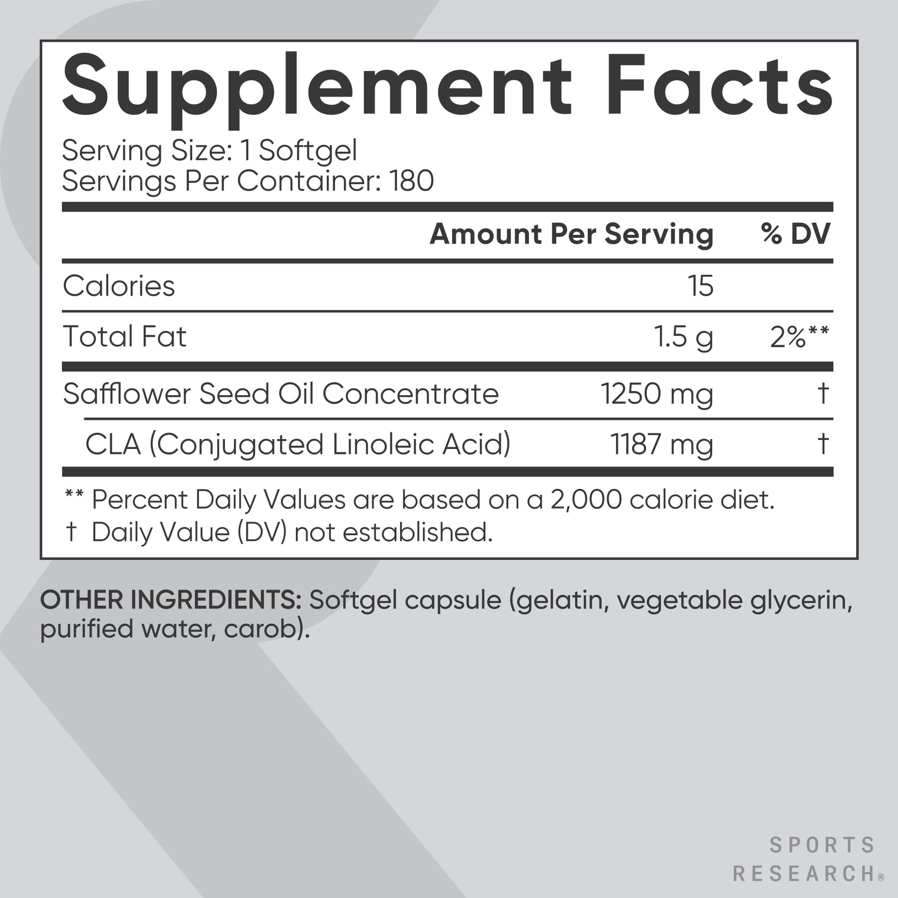 CLA 1250mg Softgels for Fat Metabolism & Lean Body Support 180 Ct