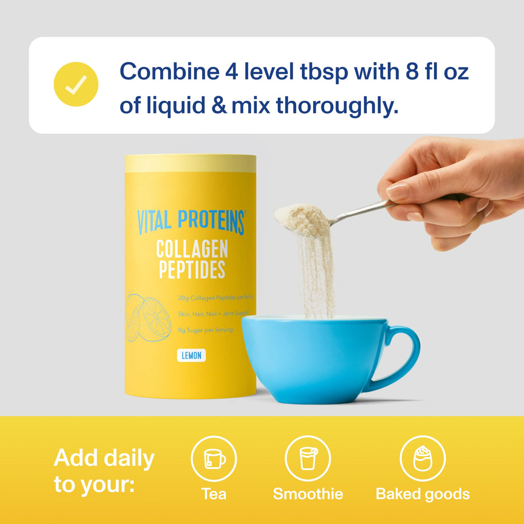 Lemon Collagen Peptides Powder Skin Hair Support 14 Servings