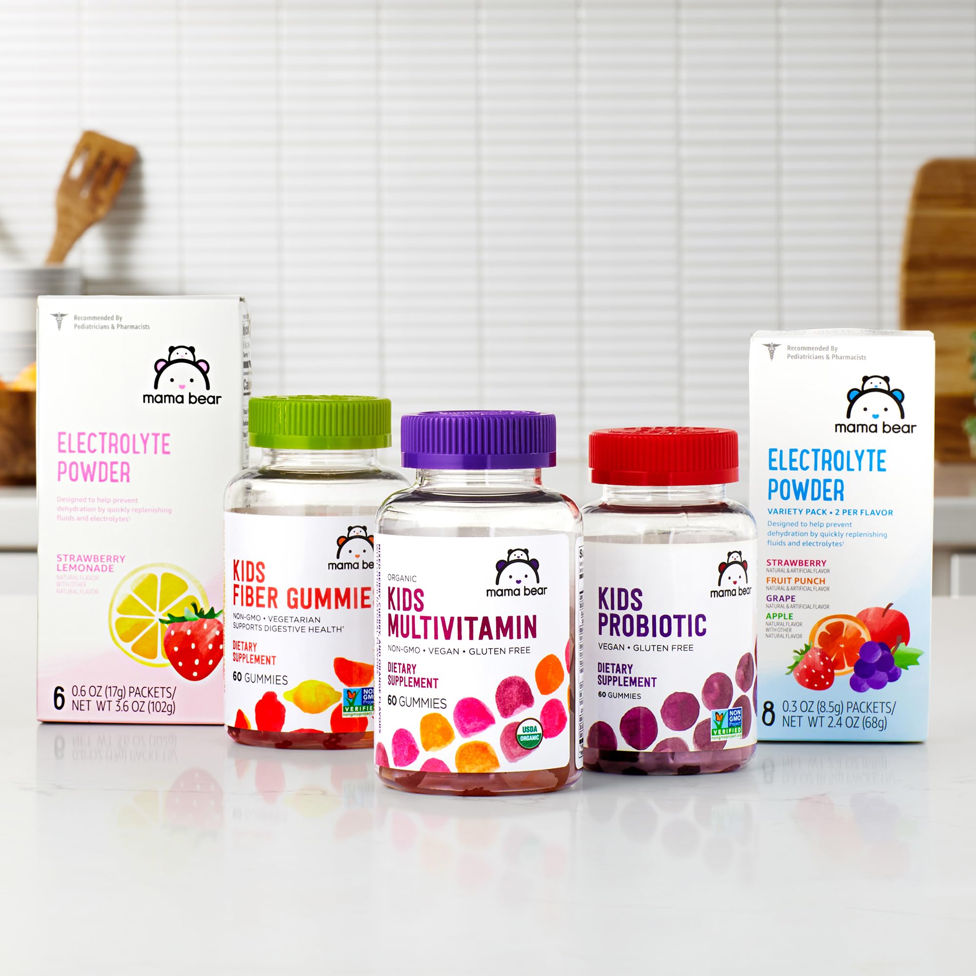 Kids Organic Multivitamin Gummies Berry Cherry Orange 60 Count