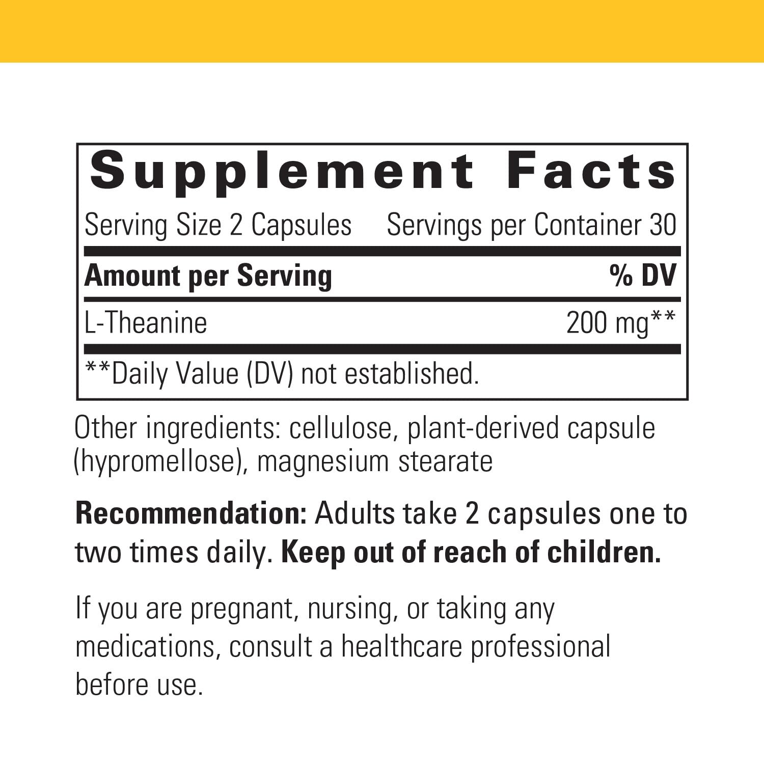 L-Theanine Capsules – Stress Relief & Calm Support, 60 Caps