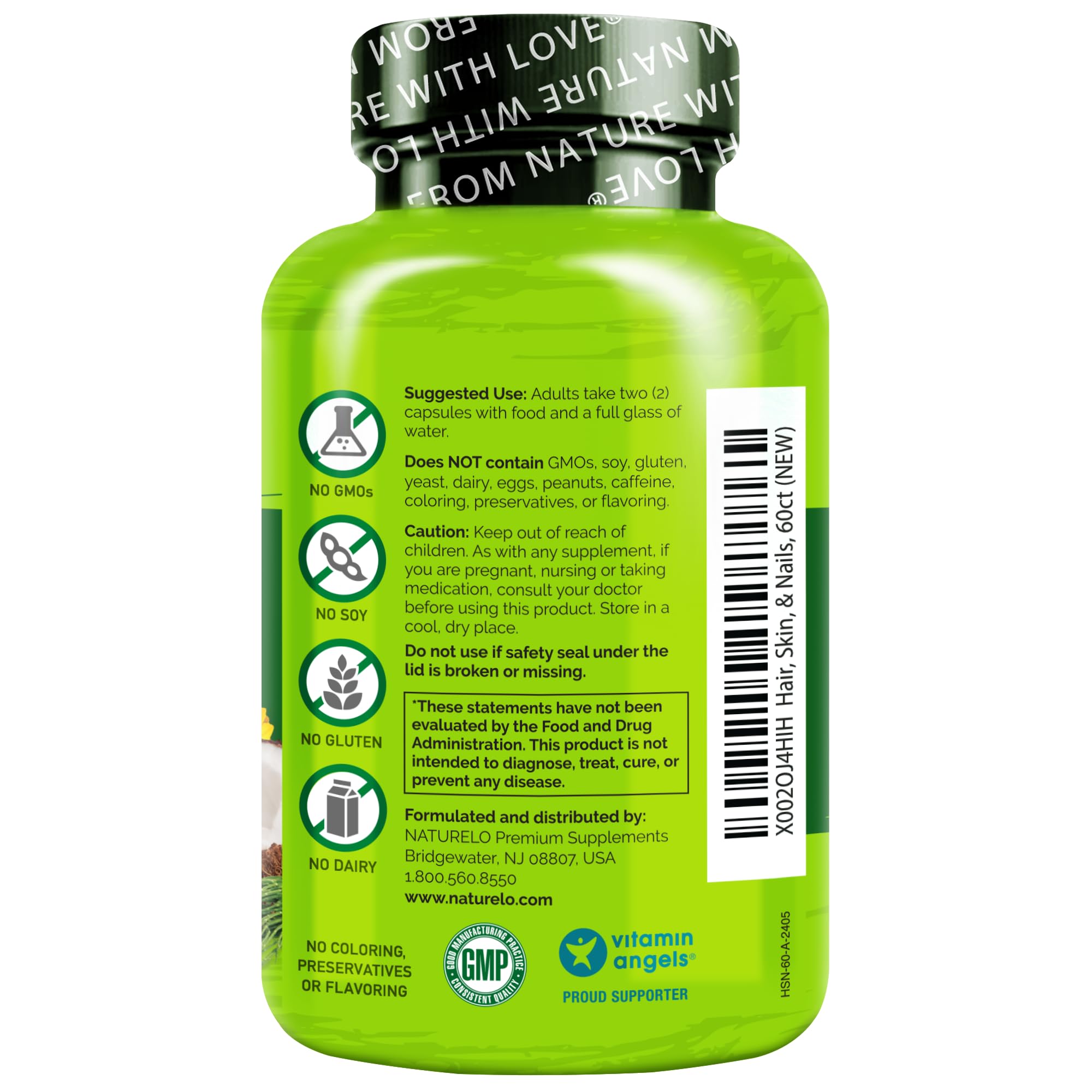 Hair Skin Nails Vitamins Biotin 5000mcg Collagen 60 Capsules