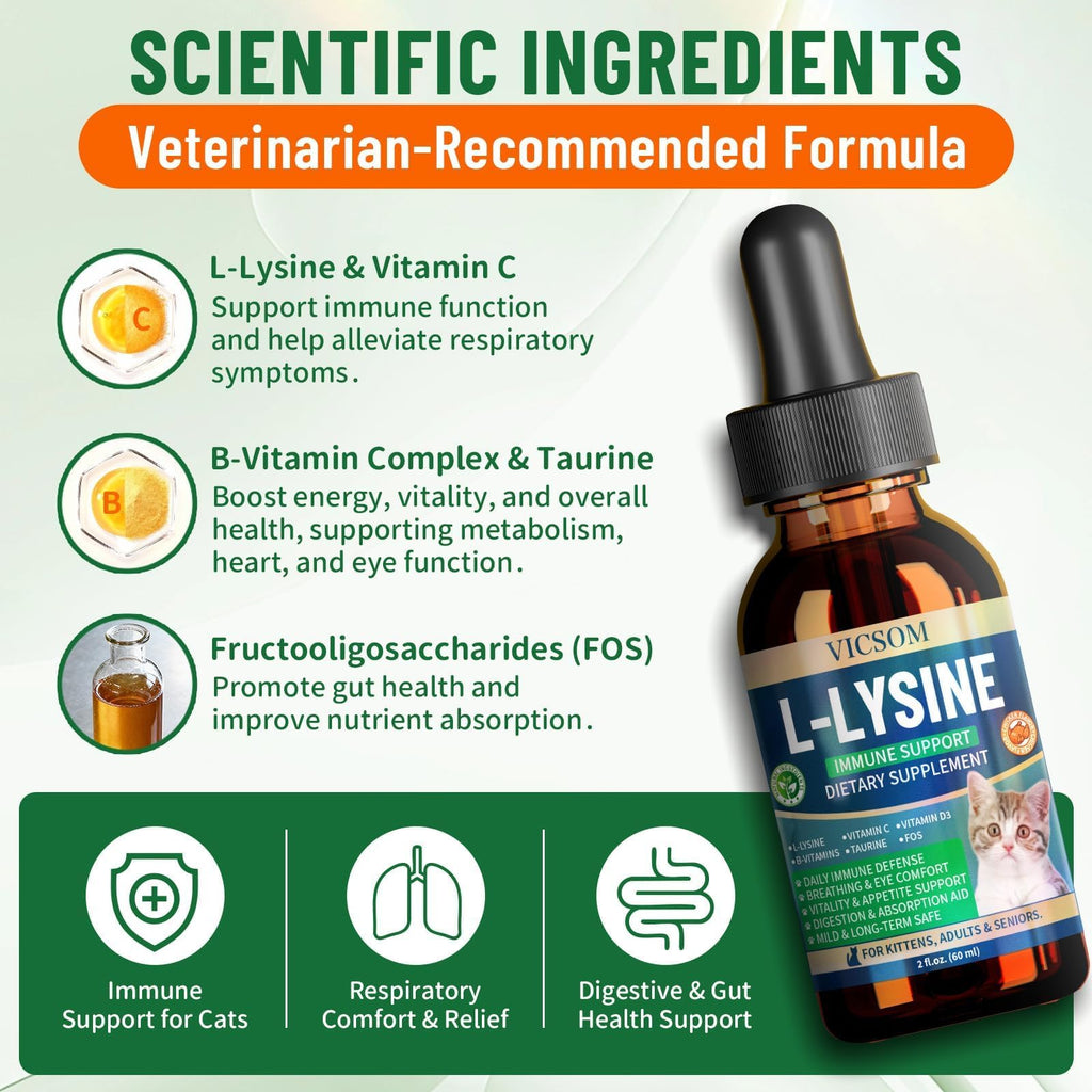 L-Lysine Drops for Cats – Immune & Respiratory Health 60ml