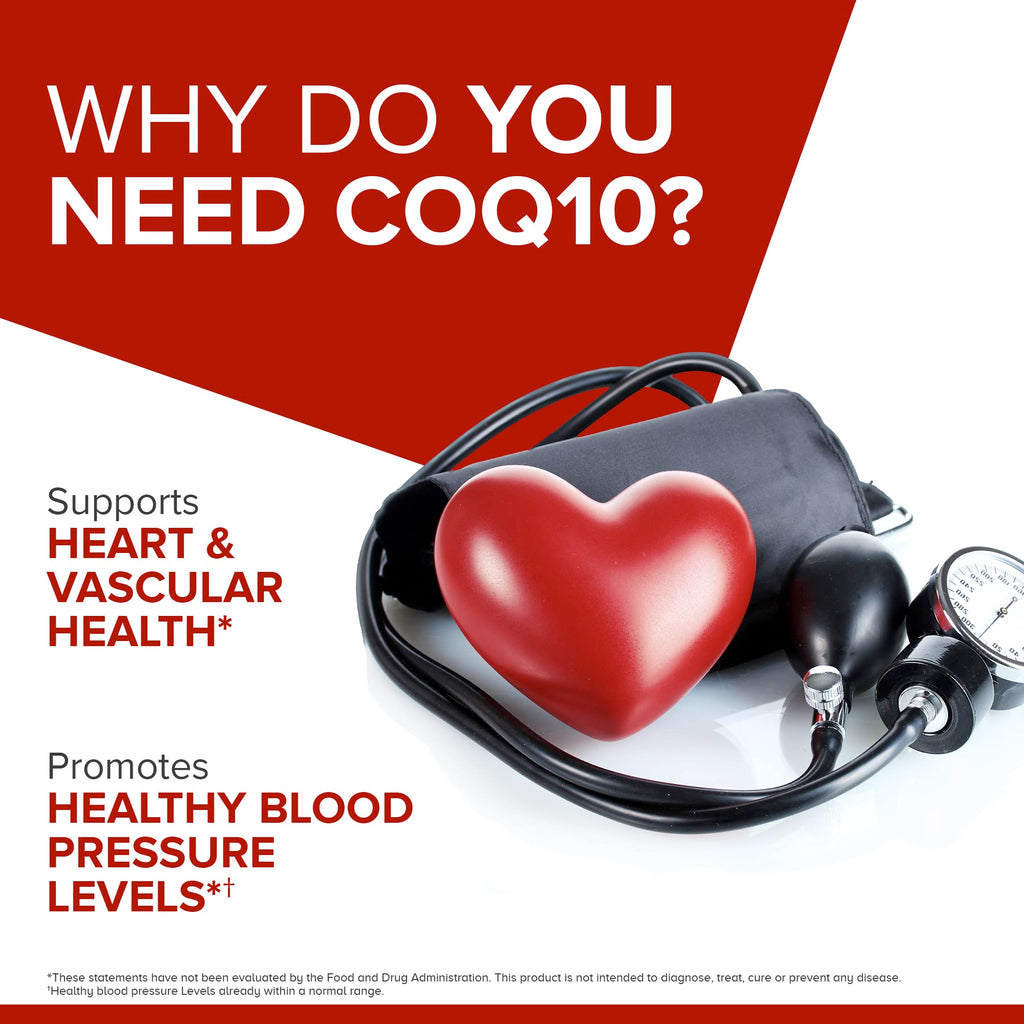CoQ10 100mg Softgels High Absorption for Heart Health & Energy Support 120 Ct