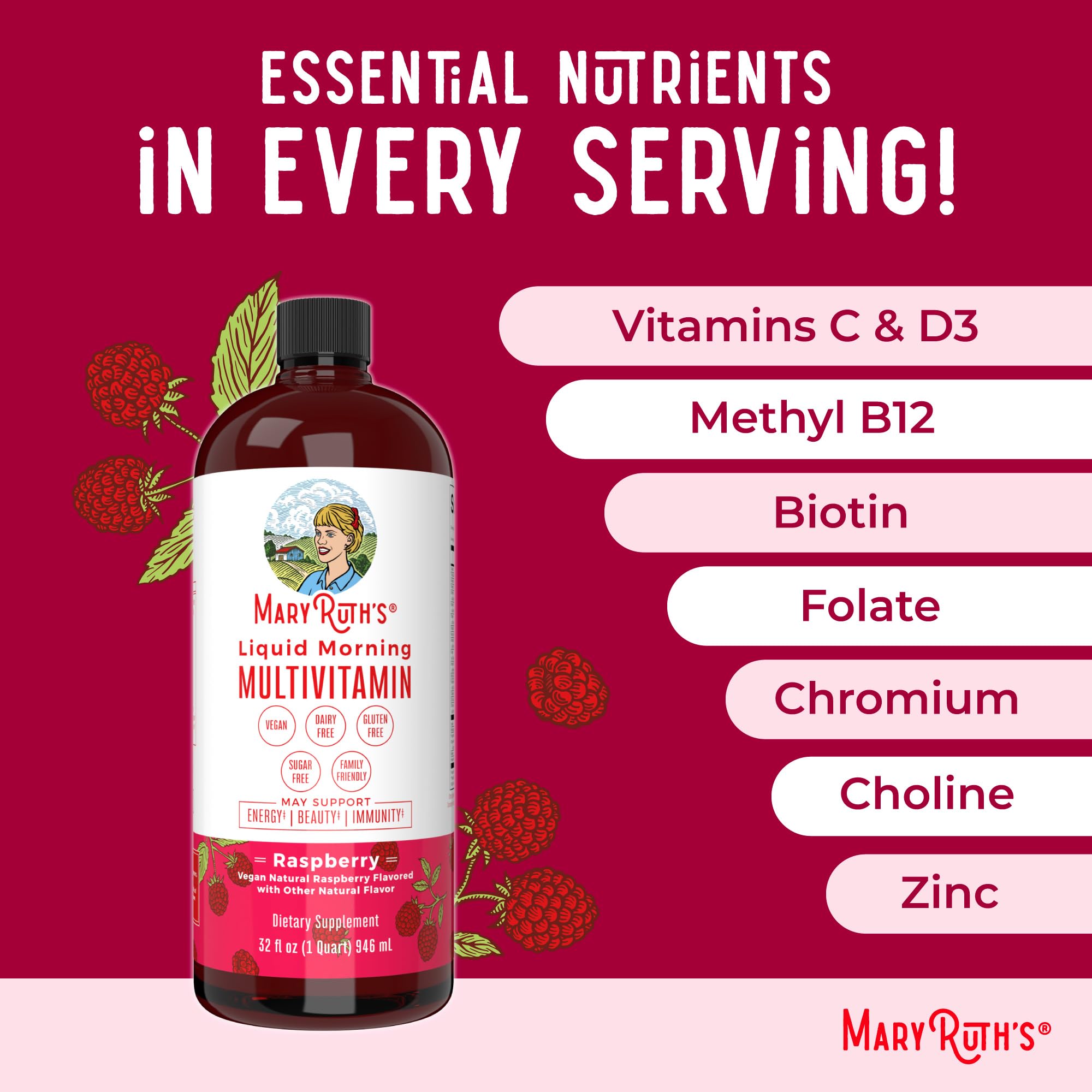 Liquid Daily Multivitamin | Women Men & Kids | Vegan Non-GMO | 32 Servings