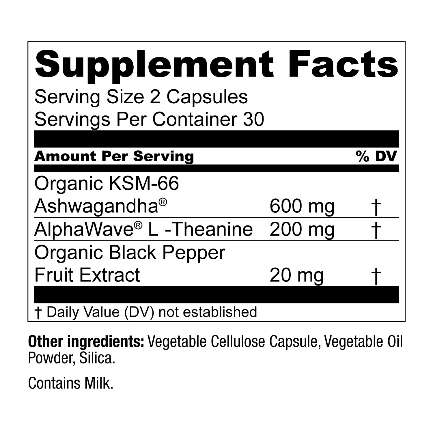 Ashwagandha KSM-66 Capsules with L-Theanine for Stress & Brain Support
