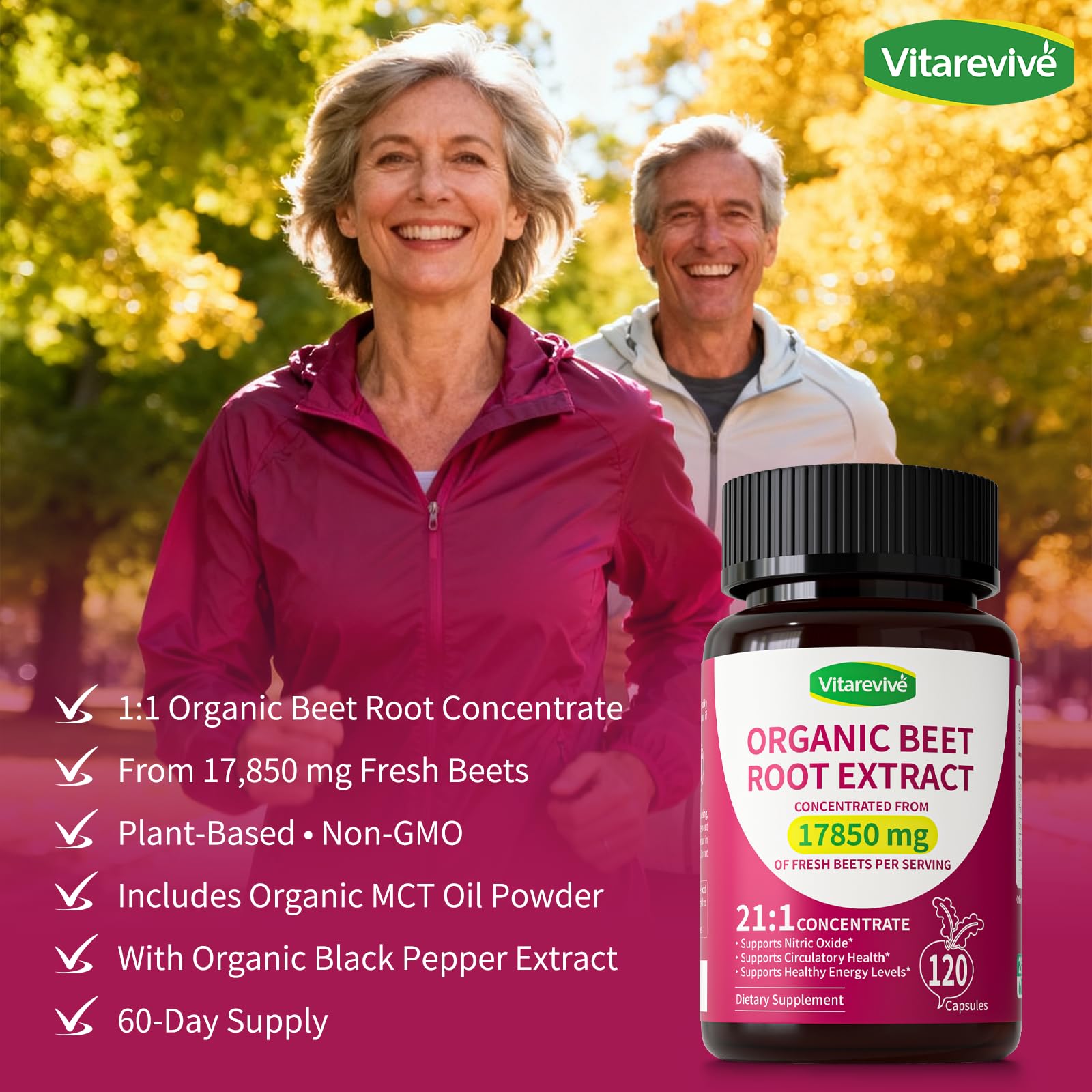 Beet Root Extract Capsules for Circulation & Nitric Oxide Support 120 Ct