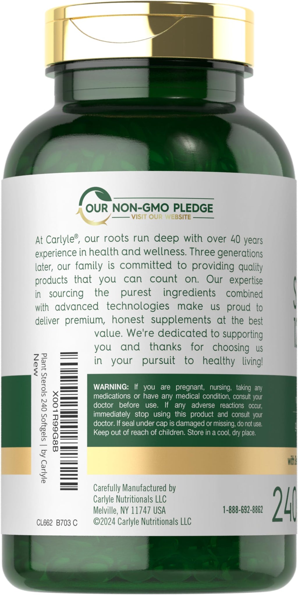 Plant Sterols 1200mg Softgels with Beta Sitosterol for Cholesterol Support 240 Ct