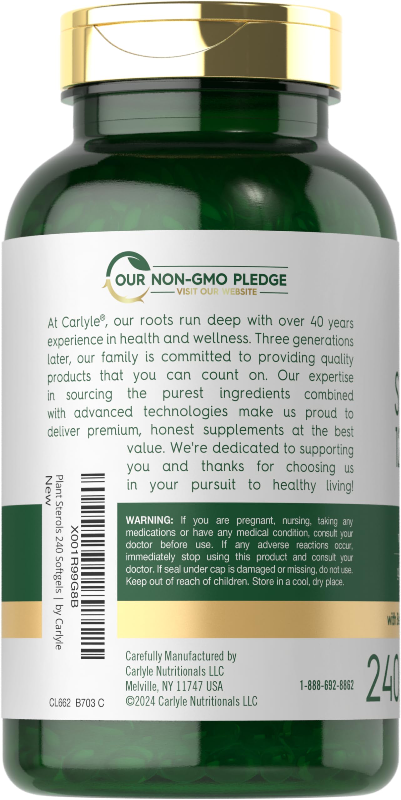 Plant Sterols 1200mg Softgels with Beta Sitosterol for Cholesterol Support 240 Ct