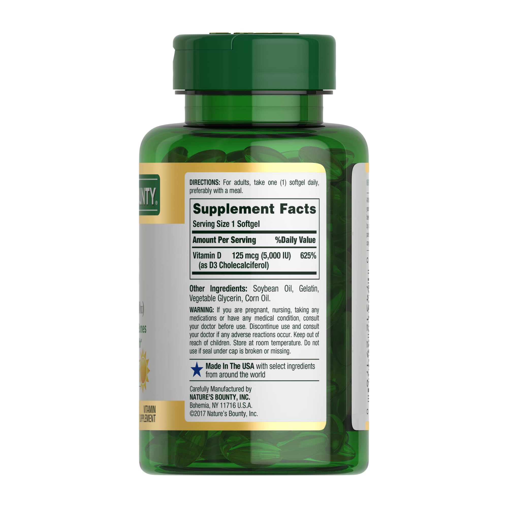 Vitamin D3 5000 IU Softgels – Immune Support, 240 Ct