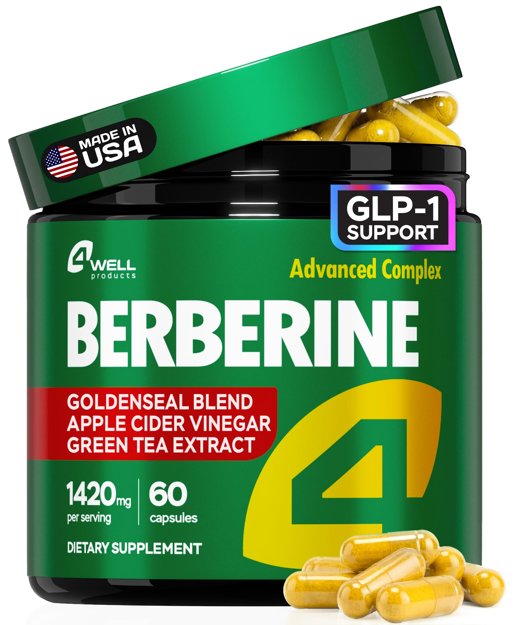 Berberine Supplement with Green Tea & ACV – Metabolic Support, 60