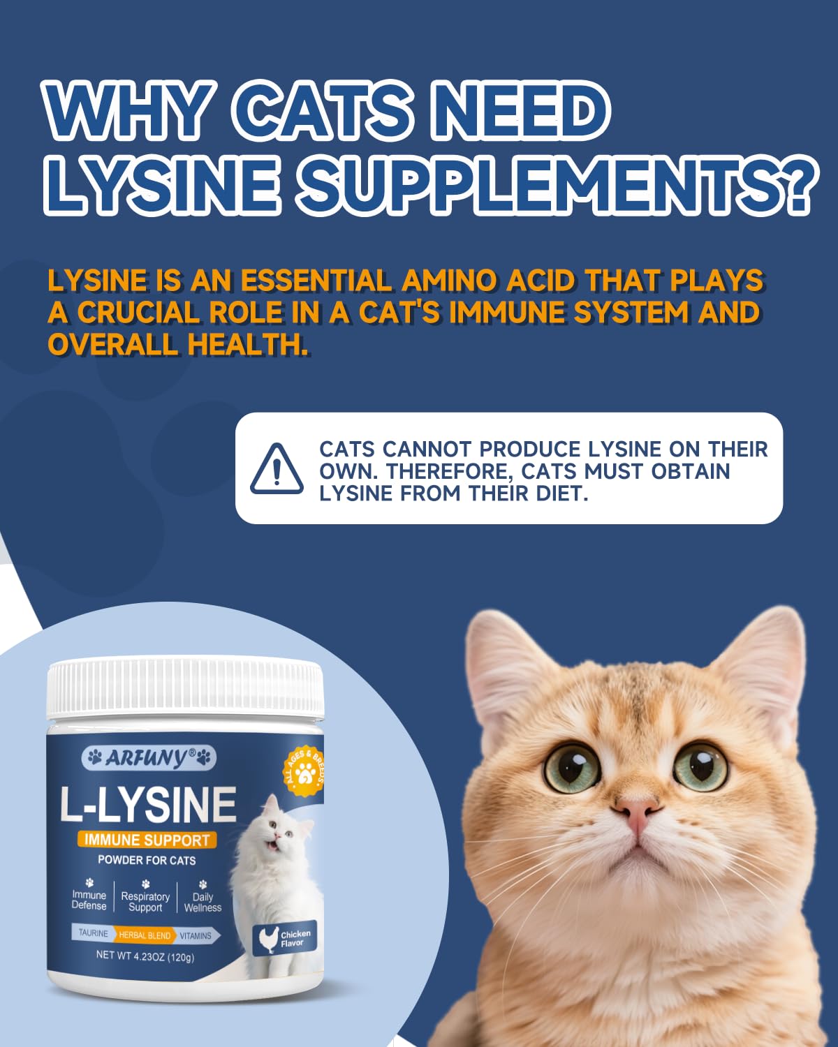 L-Lysine Immune & Respiratory Powder for Cats – Chicken Flavor