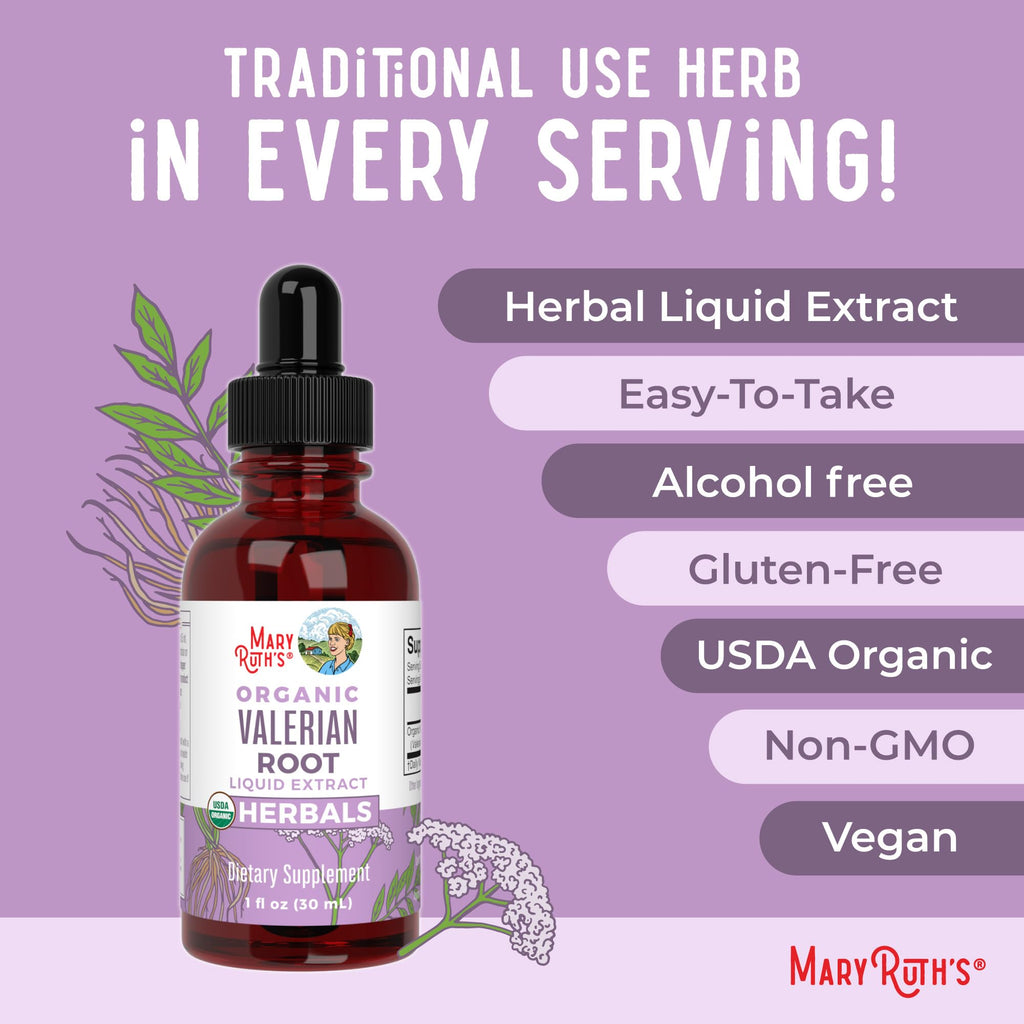 Valerian Root Liquid Drops for Sleep, Calm & Stress Support Organic