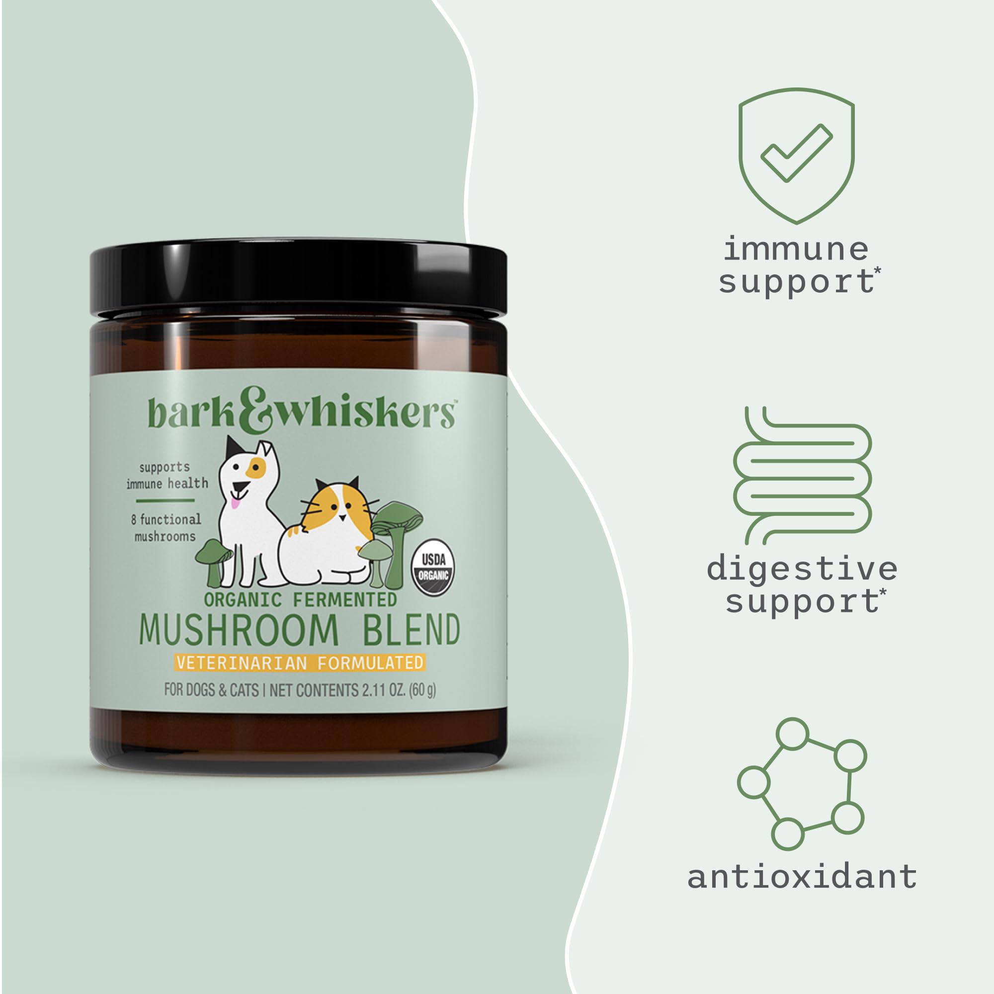 Organic Fermented Mushroom Blend for Dogs & Cats – 60 Scoops