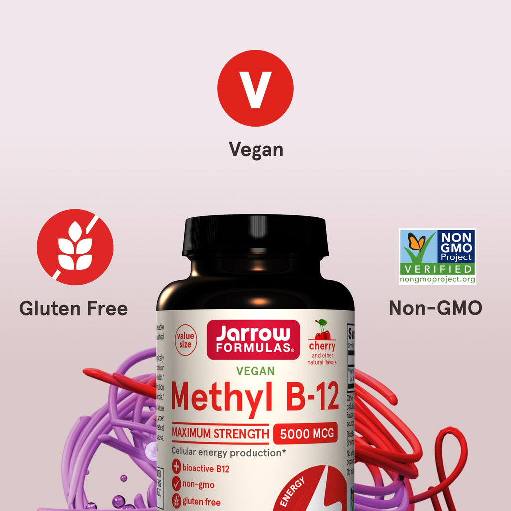Vitamin B12 5000 mcg Chewable Tablets – Energy & Brain Support, 90 Ct