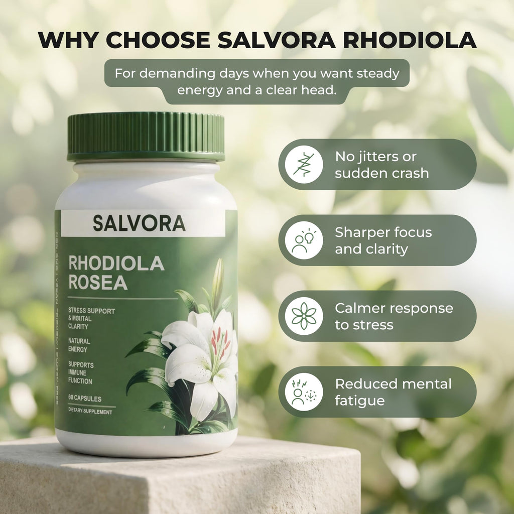 Rhodiola Rosea Capsules for Stress, Energy, Focus & Performance Support