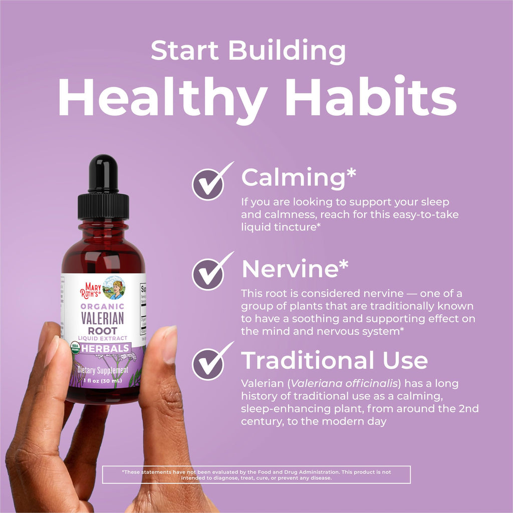 Valerian Root Liquid Drops for Sleep, Calm & Stress Support Organic
