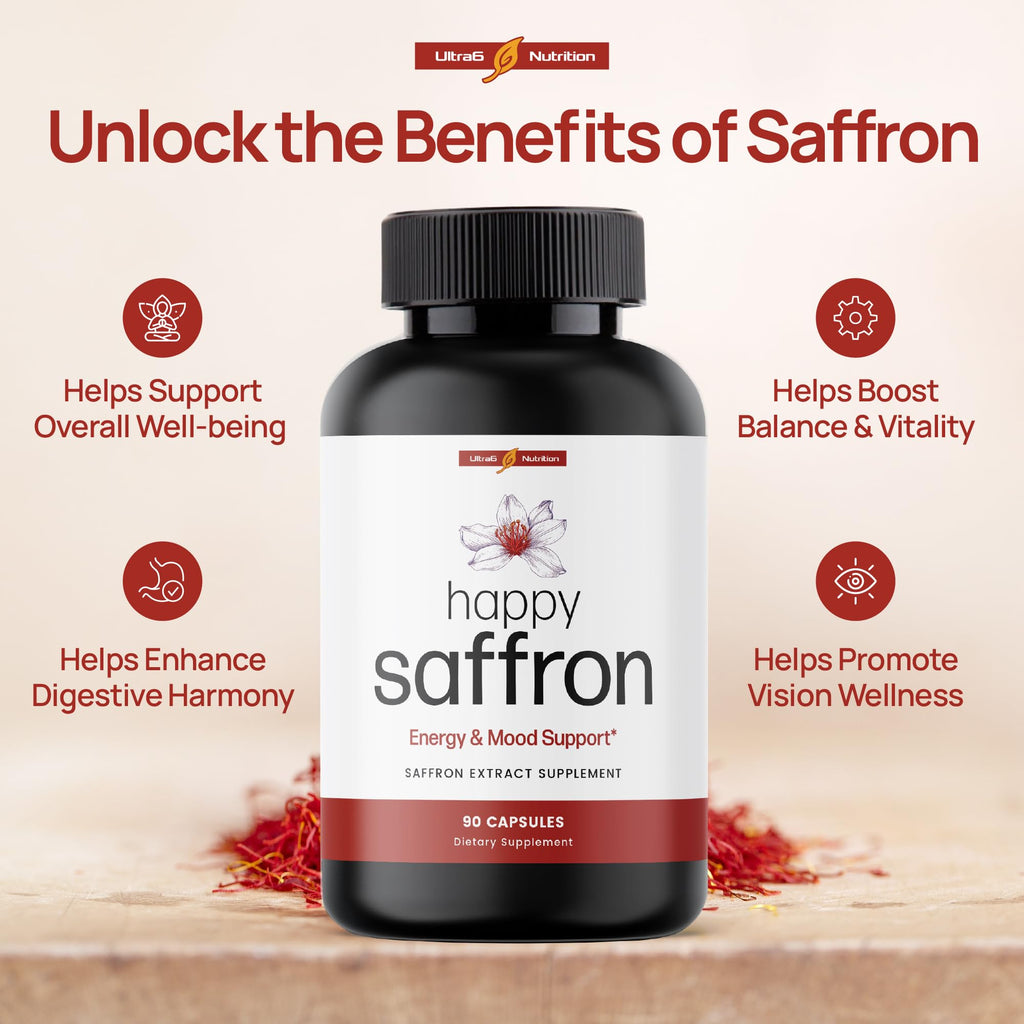 Saffron Extract Supplement – Mood & Eye Support, 90 Servings