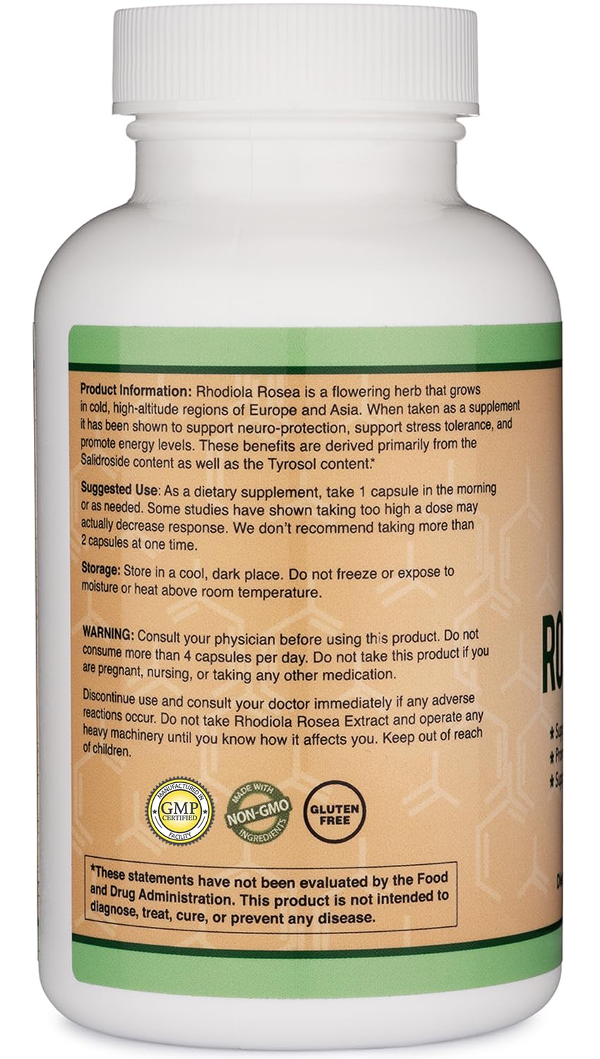 Rhodiola Rosea 500mg Capsules for Stress, Energy & Performance Support