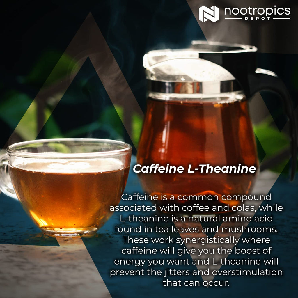 Caffeine & L-Theanine Capsules for Energy, Focus & Mental Alertness 180 Ct