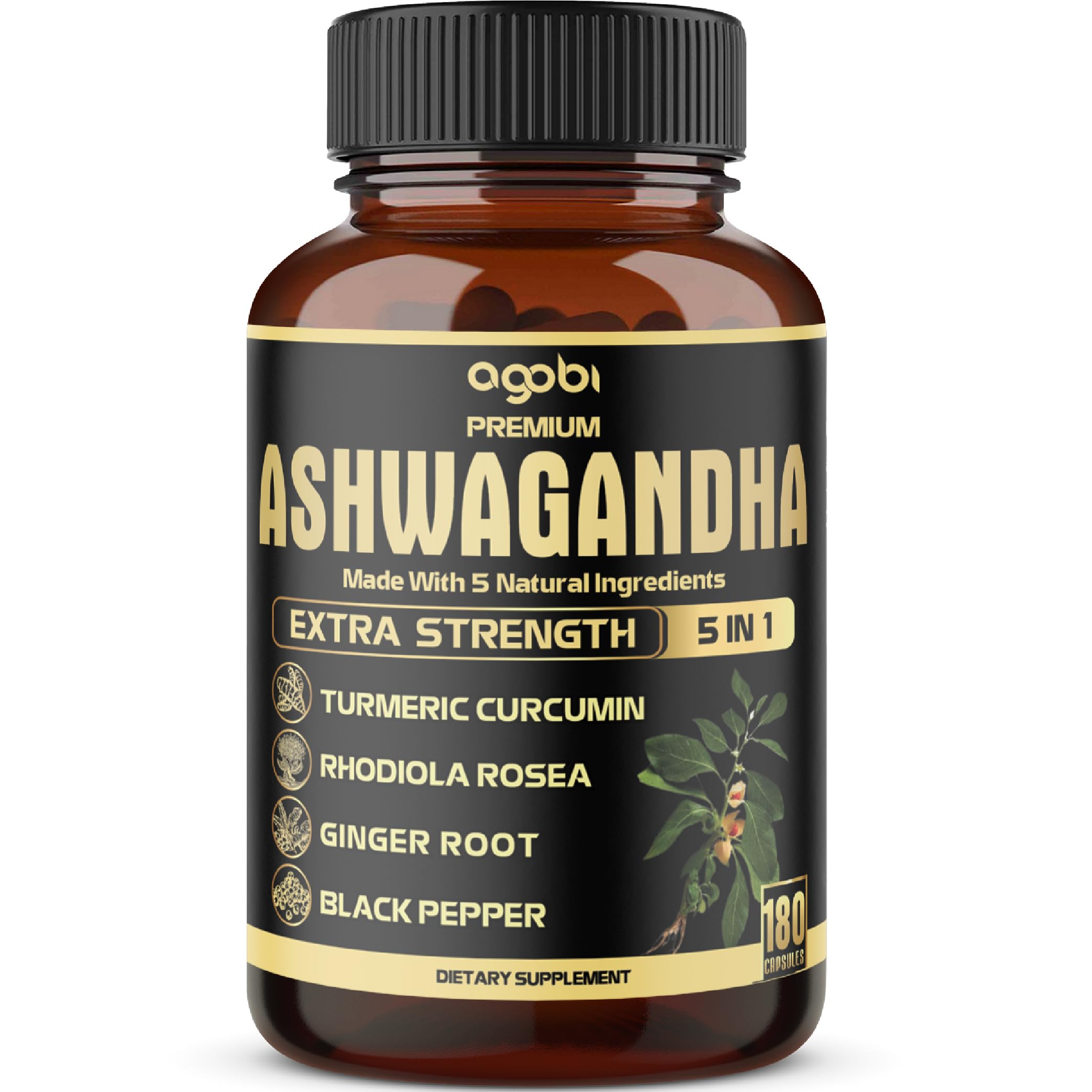Ashwagandha Complex Capsules with Turmeric – Stress & Energy, 180 Ct